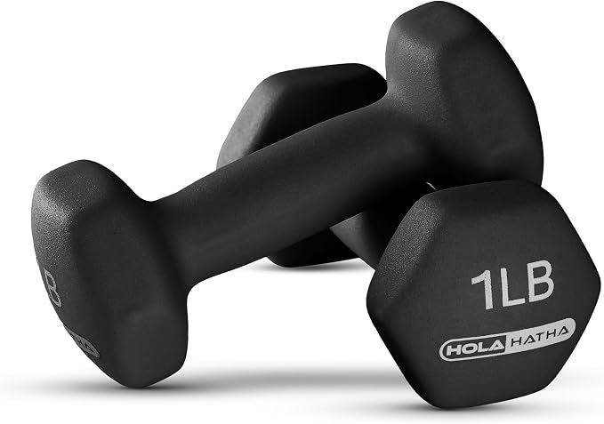 HolaHatha 1, 2 and 3 lb Neoprene Dumbbell Strength Training Weight Set with Rack