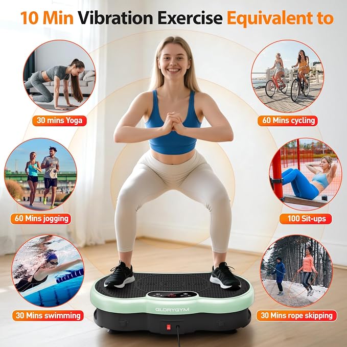 Vibration Plate Exercise Machine for Body Shaker Machine & Weight Loss, Shake Plate with Resistance Bands, 120 Speed Levels, Remote Control, Full Body Workout, Compact Home Gym Equipment