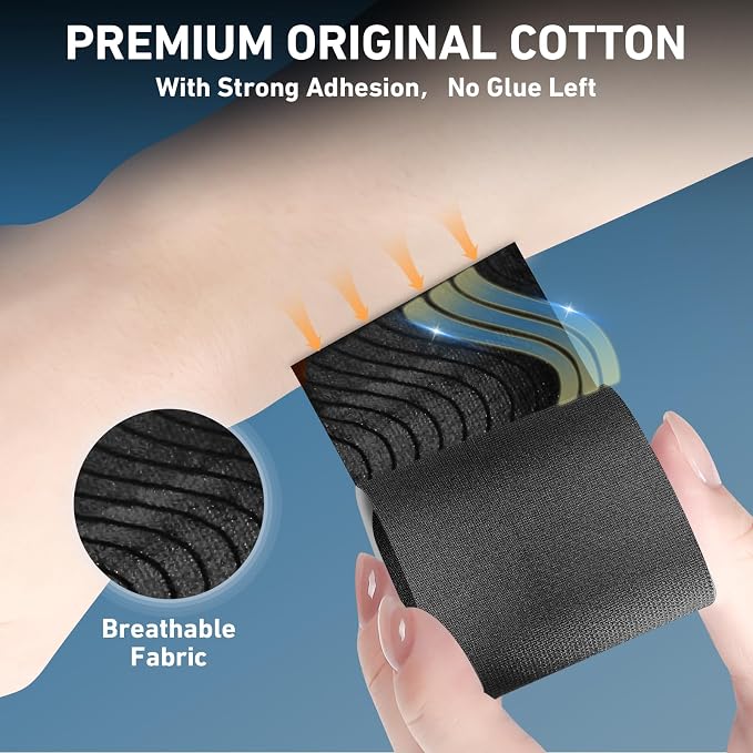 KTQUICK Precut Kinesiology Tape for Ankle,12PCS,20% Stronger Adhesive,Black | Ankle Support Tape with Premium Cotton, Breathable, Waterproof, Latex-Free Athletic Tape for Running, Training & Hiking