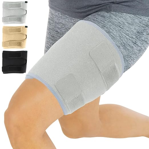 Vive Thigh Brace - Hamstring Quad Wrap - Adjustable Compression Sleeve | Support for Pulled Groin Muscle, Sprains, Quadricep, Tendinitis, Workouts, Sciatica Pain and Sports Recovery - Men, Women