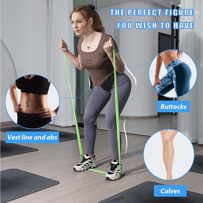 Resistance Bands Set for Physical Therapy, Rehab, Yoga and Pilates | Latex-Free elastic exercise bands suitable for rehab, yoga, Pilates, gym workouts, stretching, and home exercise