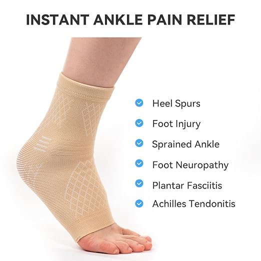 2 Pack Ankle Brace & Ankle Compression Sleeve for Women Men | Arch Support Socks, All-Day Wear, Achilles Tendonitis Brace for Plantar Fasciitis, Sprains, Foot Swelling Relief