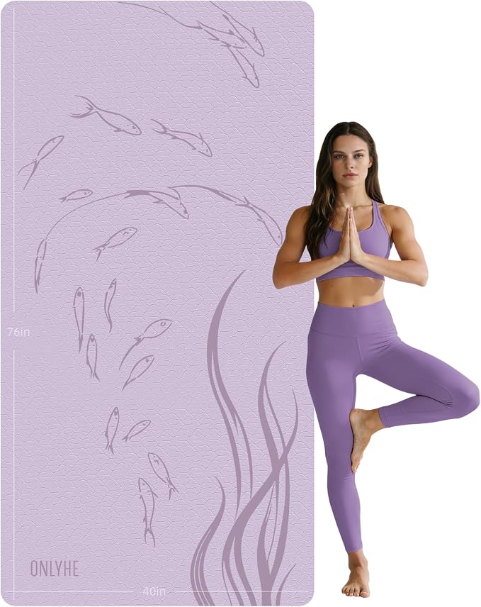 Extra Wide Yoga Mat 76"x40"x10mm TPE Non-Slip Fitness Exercise Mat | Thick 10mm Premium TPE, Extra Large for Pilates, Workout and Home Gym. Ideal for Men and Women