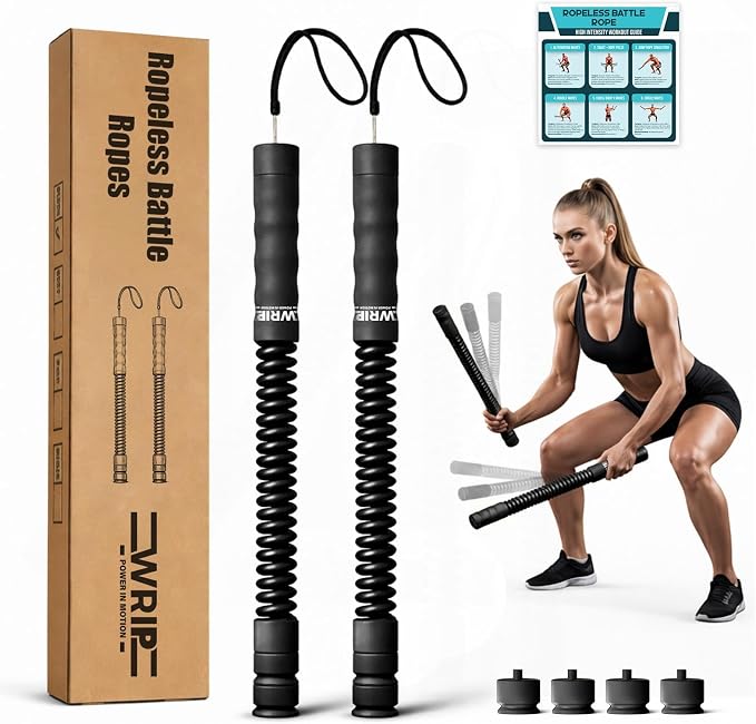 Ropeless Battle Ropes Weighted, Home Gym Equipment, Fat Burning Cardio, Small Space Exercise Equipment, Shoulder Exercise Stick, Travel Workout Equipment, Arm workout, Core Strength Training Equipment