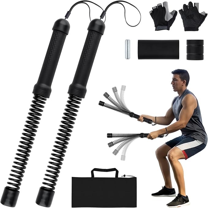 Ropeless Battle Ropes for Home Gym with Non-Slip Gloves, 2Pcs Portable Cordless Home Gym Equipment，Weighted Ropeless Battle Ropes for HIIT Workouts, Cardio, Muscle Training (Black)
