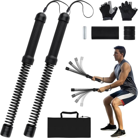Ropeless Battle Ropes for Home Gym with Non-Slip Gloves, 2Pcs Portable Cordless Home Gym Equipment，Weighted Ropeless Battle Ropes for HIIT Workouts, Cardio, Muscle Training (Black)