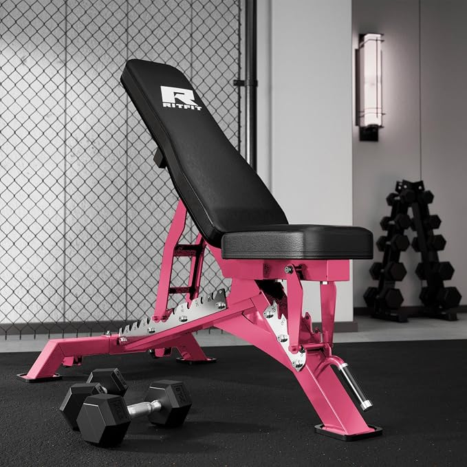 RITFIT Adjustable Weight Bench, Incline Decline Flat, 1300LB Capacity | Full Body Workout Bench for Home Gym Strength Training, 10 Backrest Positions, 3 Seat Angles, Heavy Duty Steel Frame