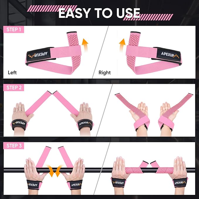 Weight Lifting Straps for Weightlifting, Lifting Wrist Straps Gym, Deadlift Strap, Anti Slip Silicone Weightlifting Strap Men Women Powerlifting, Strength Training