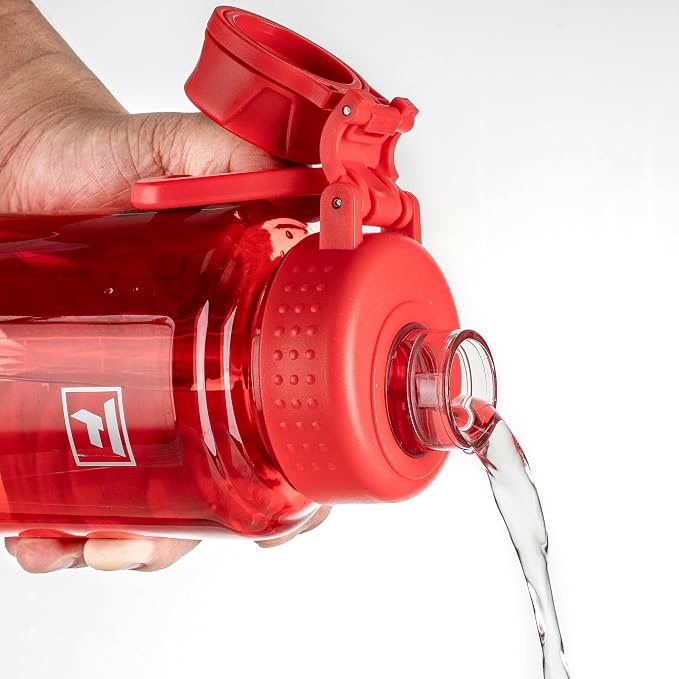 Fanhaw 32 oz Clear BPA-Free Tritan Water Bottle with Fast-Flow Spout Lid, BPA-Free & Leak-Proof Wide-Mouth Reusable Bottle for Gym, School & Office, Back to School Essentials (Red)