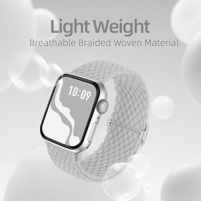 4 Pack Braided Stretchy Bands Compatible with Apple Watch 40mm 41mm 38mm 42mm 44mm 45mm 46mm 49mm Women Men, Breathable Nylon Elastic Daily Use Straps for iWatch Series 11/10 9 8 7 6 5 4 3 SE/Ultra 2