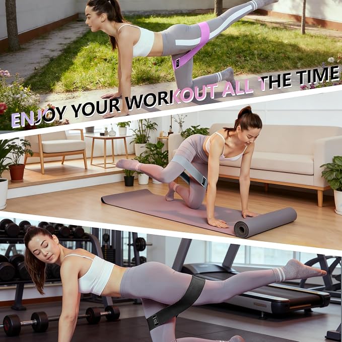 Resistance Bands for Working Out, 4 Levels Exercise Bands for Women & Men, Elastic Workout Band for Physical Therapy, Fabric Booty Band for Gym, Yoga, Pilates, Leg Training