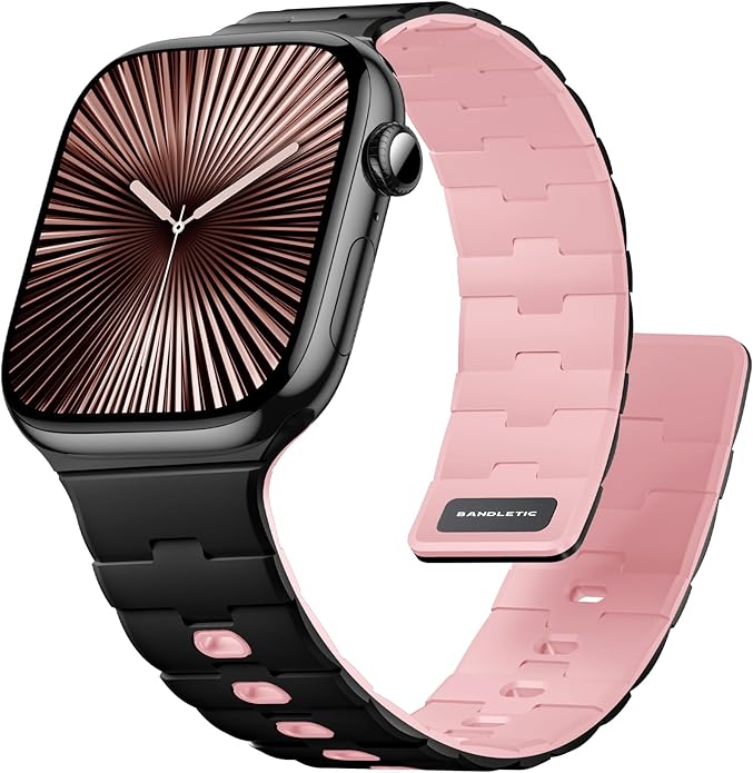 Bandletic Magnetic Silicone Watchband Compatible with All Apple Watch | Strong Magnet Sport Strap for iWatch Ultra 49mm Series 11-1 SE 46mm 45mm 44mm 42mm 41mm 40mm 38mm, Ideal for Men Women