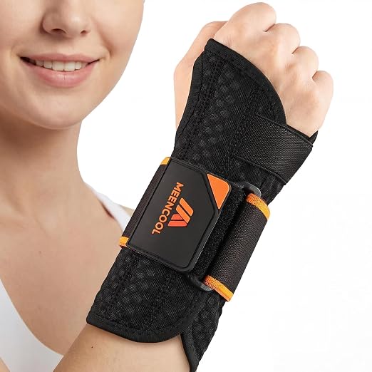 MEENCOOL Carpal Tunnel Wrist Brace Night Support with Splint for Right Hand | Adjustable Wrist Splint Men Women for Pain Relief – Support for Tendonitis, Arthritis, Sprain, Sleeping & Daily Use, Size L