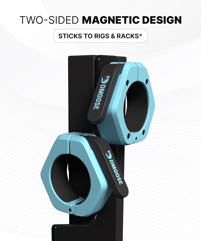 DMoose Fitness Barbell Clips 2 Inch (Pair) - Quick Release Olympic Barbell Clamps & Collars with Anti Slip TPR Grip for Secure Weightlifting and Powerlifting - Weight Clips for Bars at Home or Gym