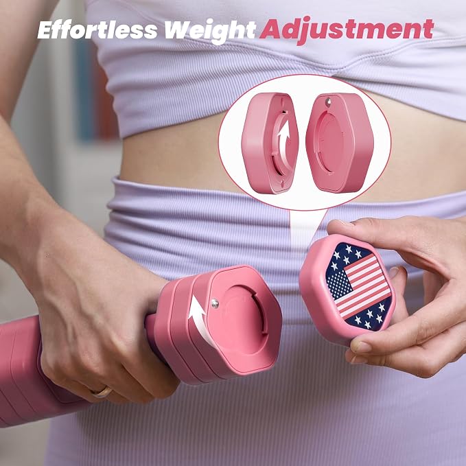 Zempox Hand Weights for Women at Home 2-5 lb Light Adjustable Dumbbells Set | Adjustable 2-5 lb(A Pair 4lb 6lb 8lb 10lb), 4-in-1 Design, TPU Soft Grip, Quick Weight Change, Compact for Home, Gym, Office