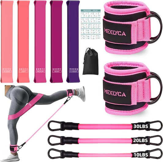 Resistance Bands Set – Resistance Band and Adjustable Ankle Exercise Bands with Cuffs Great Equipment for Training, Working Out, Yoga,Home Gym with Training Guidance & Carry Bag,Set of 8