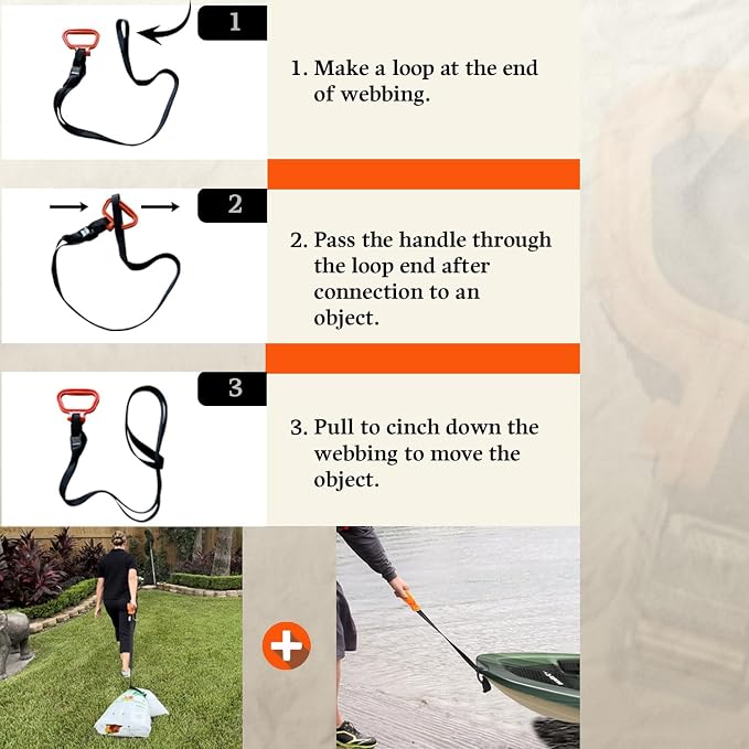 MULTUS Handle and Haul Moving Strap 4-Pack, 1 Handle Each | 4 straps for movers or crews; 250 lb capacity each; carries boxes, furniture, camping & hunting gear