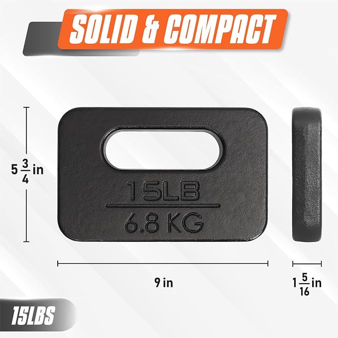 Yes4All Cast Iron Rucking Weight for Backpack, Training Weight Plate with Ergonomic Rounded Handle, Protective Glossy Finish for Weighted Walking, Hiking, Rucking, Resistance Workout
