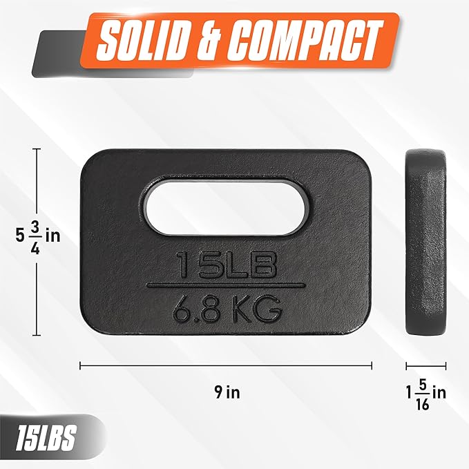 Yes4All Cast Iron Rucking Weight for Backpack, Training Weight Plate with Ergonomic Rounded Handle, Protective Glossy Finish for Weighted Walking, Hiking, Rucking, Resistance Workout