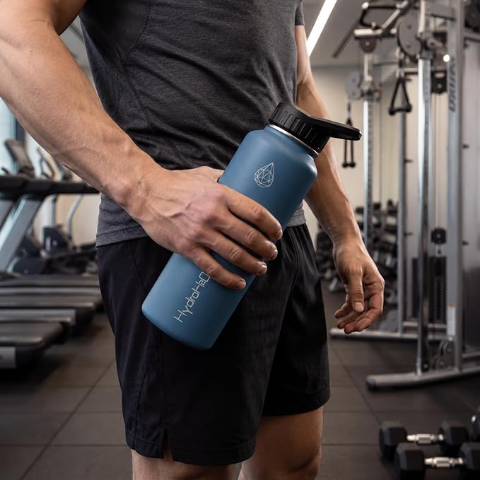 37 oz Insulated Water Bottles with Twist Cap, Keep Cold 24H, Leak-Proof, BPA-Free, Double Wall Stainless Steel Water Flask for Sports, Gym, Travel, and School (Dark Blue)