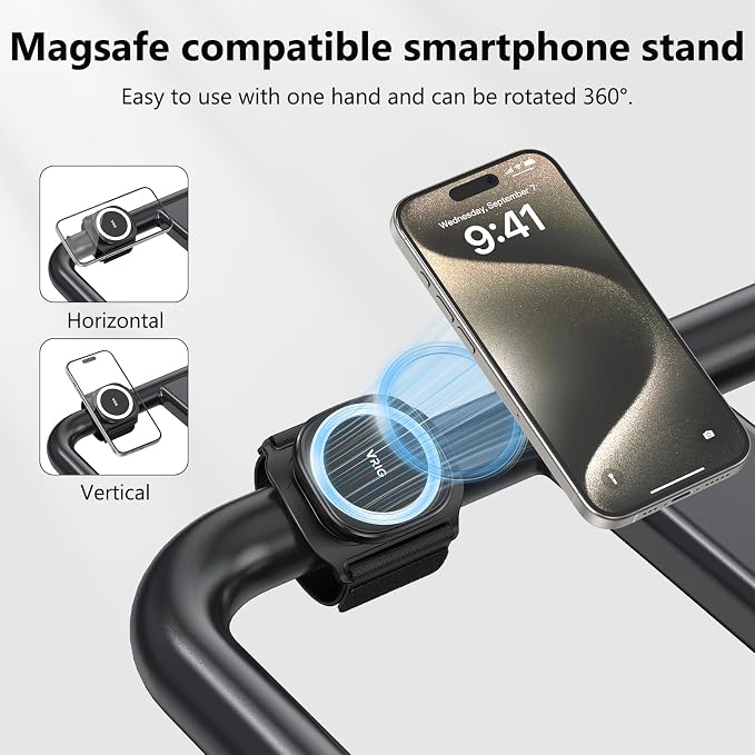 VRIG 360 Rotatable Magnetic Wristband Phone Holder, Wristband Cell Phone Holder, Magnetic Phone Holder, Compatible with magsafe iPhone 16 15 14 13 12 Pro Max Plus Mini