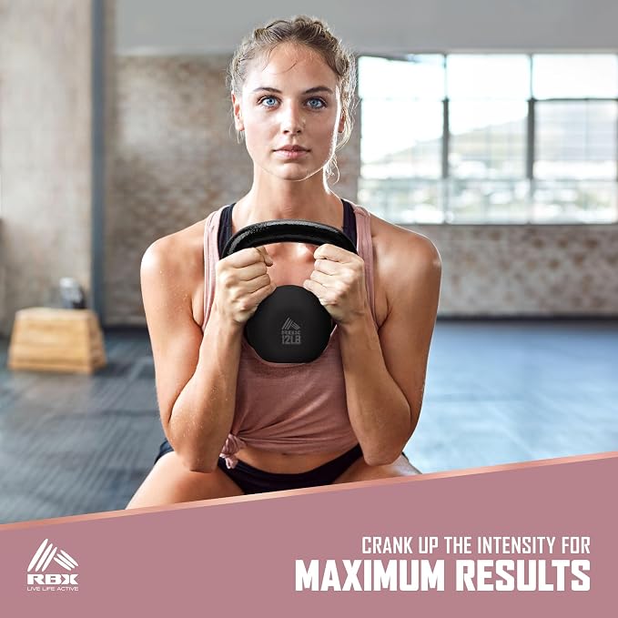RBX Neoprene Kettlebell, Wide Handle, Iron Core, Flat Bottom, Great for All Fitness Levels