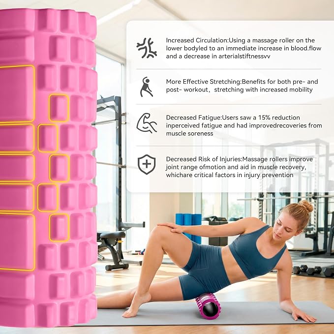 Foam Roller 13" Multi Density Fitness Exercise for Muscle Recovery | Massage Roller for Deep Tissue, Relieves Tight, Sore Muscles & Kinks, Improves Mobility & Circulation, Targets Key Body Parts
