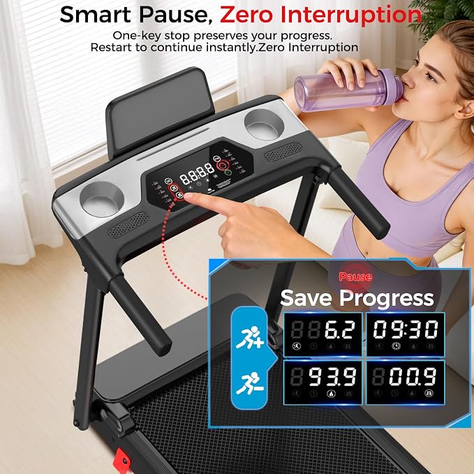 Treadmill with Incline Foldable Treadmills for Home，12% Incline Walking Pad Treadmill with Handle Bar and LED Display，3-in-1 Portable Treadmills, 3.0HP Quiet Brushless