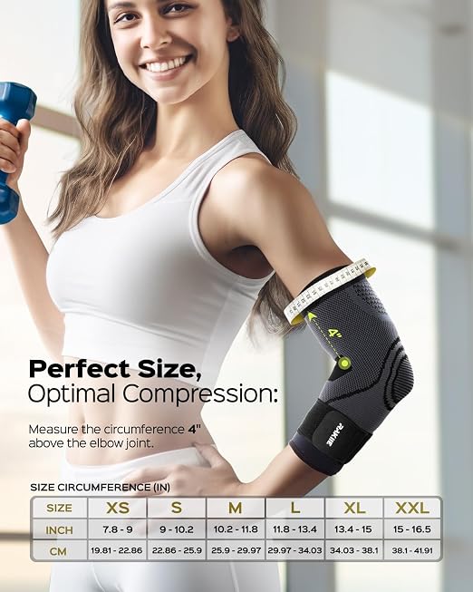Rakiie Elbow Support Brace for Men and Women, 2 Pack Elbow Compression Sleeve, Elbow Brace for Tendonitis and Tennis Elbow, Elbow Sleeve Reduce Joint Pain for Tennis, Golfer, Workouts Black (L)