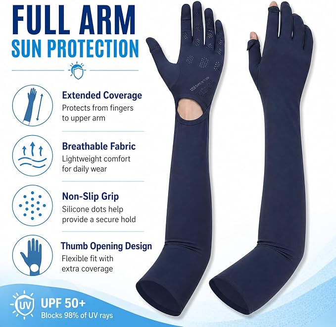 Women Driving Gloves, UV Protection Sun Gloves, Touchscreen Full Finger | UPF 50+ fabric blocks 99% UV rays, protecting hands during driving, cycling, fishing, hiking and outdoor activities
