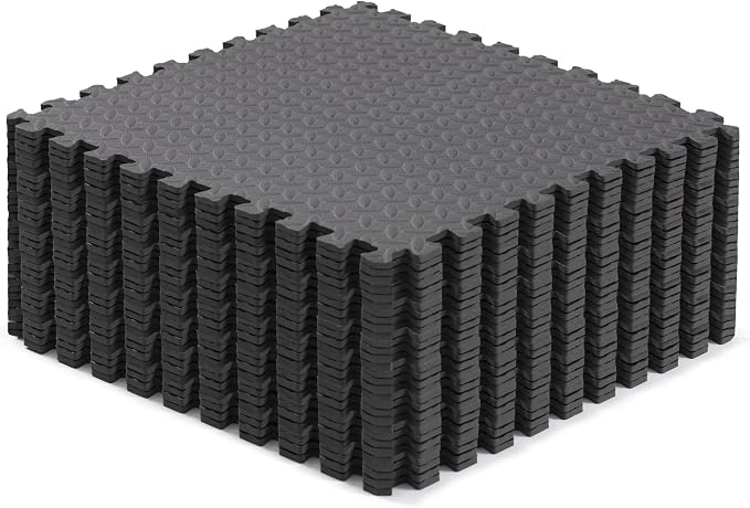 Yes4All 24SQFT-120SQFT Puzzle Exercise Mat for Home Gym, EVA Interlocking Foam Floor Tiles with Border for Workout Equipment