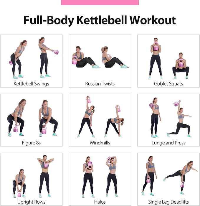 TopMade Adjustable Kettlebell Weights Set Cast Iron Exercise Fitness Kettle Ball Grip 5, 8, 9,12lb Free Weight Men Women Kettlebells for Home Gym Workout Ballistic, Core,Strength Training