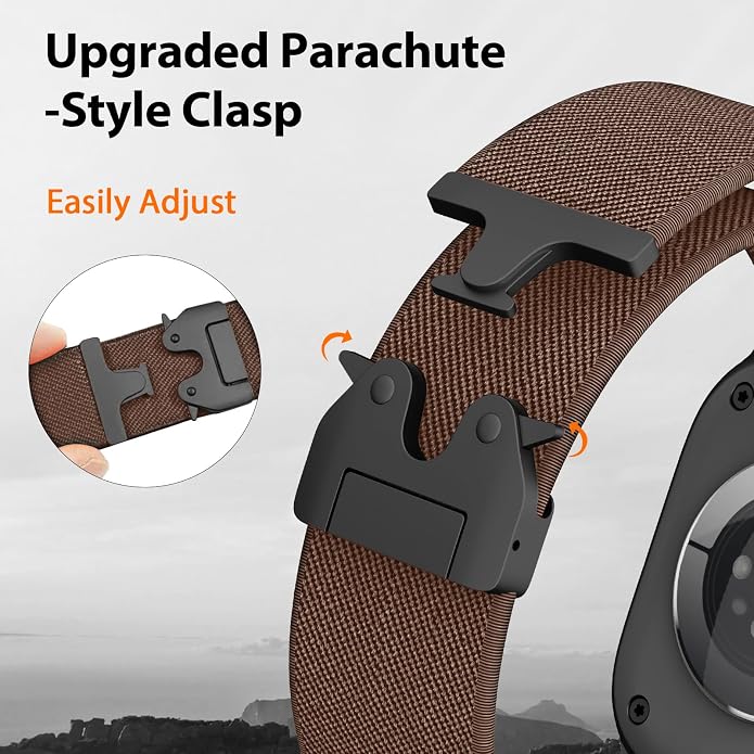 Elastic Sport Band for Apple Watch Ultra 3/2/1 Bands 49mm 46mm 45mm 44mm 42mm 41mm 40mm 38mm Men Women, Adjustable Parachute Buckle Nylon Fabric Wristband for iWatch Series 11 10 SE 9 8 7 6 5 4 3