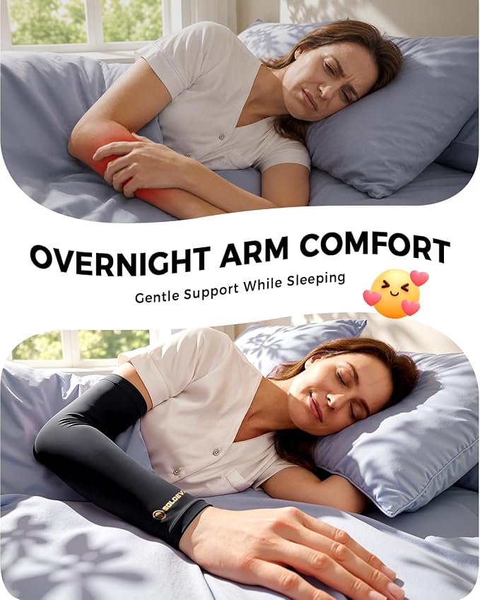 Copper Compression Arm Sleeves, Full Arm Brace for Forearm, Bicep, Triceps | 360° Full Compression for Tennis Elbow, Basketball, Golf, Arthritis, Tendonitis, Bursitis, Post Surgery Rehab