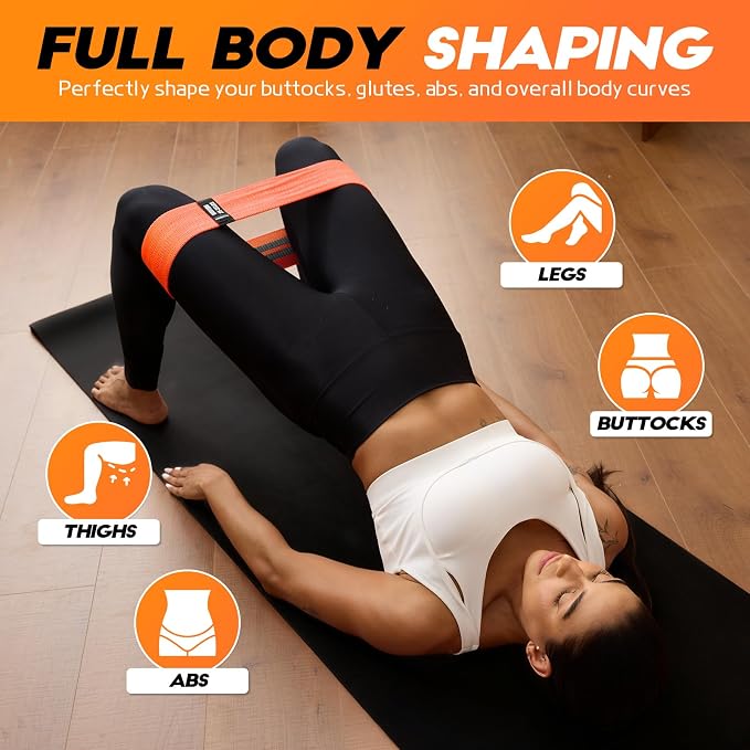 Lianjindun Booty Resistance Bands for Legs & Glutes, Non-Slip Workout Set | Exercise Bands for Working Out, Pilates, Yoga, Home Gym, Booty, Leg, Heroic/Strong/Medium/Light Fabric Loops for Women Men