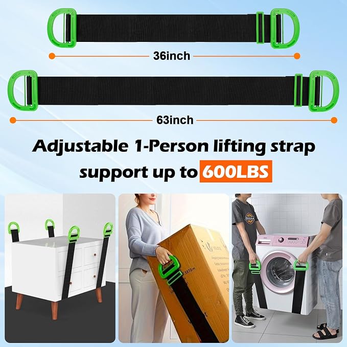 Upgraded Furniture Moving Straps with Chest Buckle, Adjustable Shoulder Moving Lifting Straps for 2 Movers,Move Furniture, Appliances, Mattresses,Heavy Objects Safely,up to 1000lbs