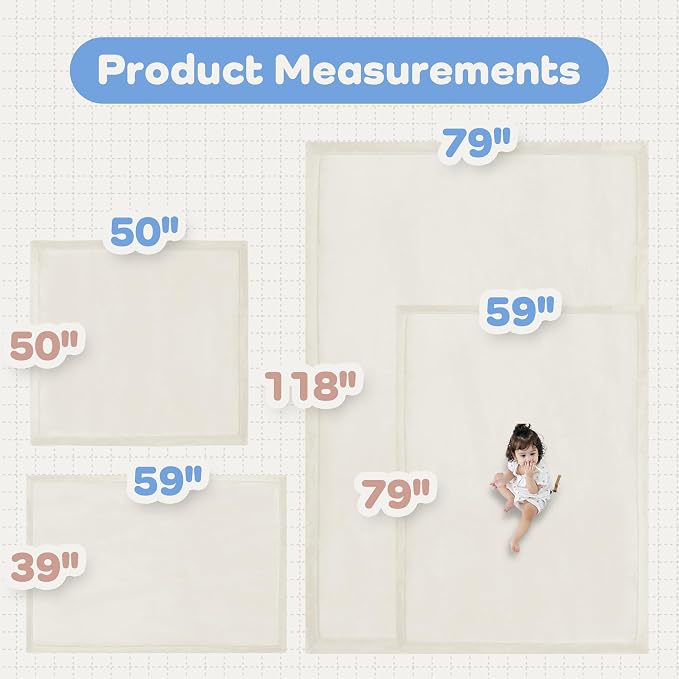 1.5" Thick Baby Play Mat for Floor,79x158 Large Memory Foam Tummy Time Mat | Ultra Soft Playmat for Baby,Tummy Time Foam Mats,Cushioned for Infant,Kids and Toddler Crawling,Easy Care