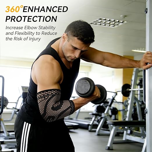 INDEEMAX Copper Elbow Compression Sleeve, 2 Pack Elbow Brace for Tendonitis | Elbow Sleeve for Women Men, Arm Support for Tennis & Golfer's Elbow, Joint Pain Relief, Arthritis, Bursitis, Weightlifting