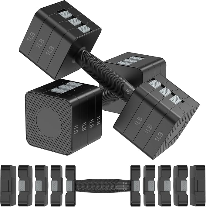 Hezeyferg Adjustable Dumbbells Set for Women/Men Home Gym | 18LBS 22LBS Adjustable Weight Dumbbells, Hand Weights Sets with Mutilple Levels, Full Body Workout