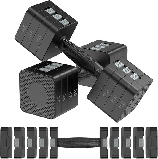 Hezeyferg Adjustable Dumbbells Set for Women/Men Home Gym | 18LBS 22LBS Adjustable Weight Dumbbells, Hand Weights Sets with Mutilple Levels, Full Body Workout