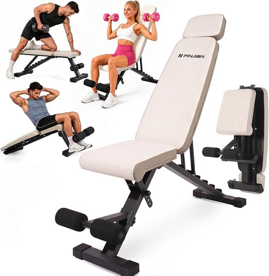 Adjustable Weight Bench, Foldable Workout Bench for Home Gym | Fast Folding & 7-Position Incline/Decline, Heavy Duty Dumbbell Bench for Home Gym / Garage Gym, Strength Training Equipment