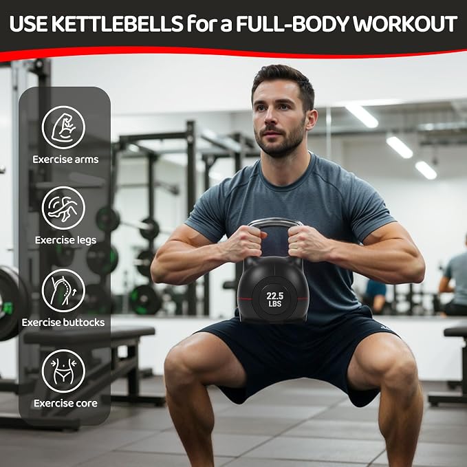 LIFERUN Adjustable Kettlebell Set with 7 Weight Levels, 22.5 lb or 44 lb | Quick-Change Weight Dial & Safety Lock, Space-Saving Design, Full-Body Workout & Cross-Training