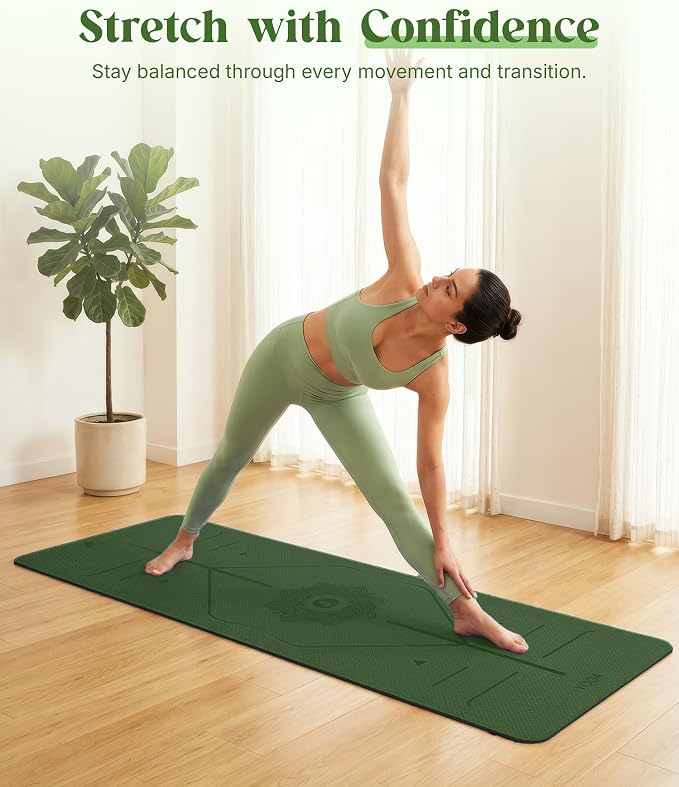 ROMIX Pro Yoga Mat Thick 6mm (1/4 inch), 72"L x 24"W Non-Slip Workout Mat with Alignment Lines, Large Yoga Mats for Women Men With Carry Bag, Exercise Mats for Home Workout Training Equipment