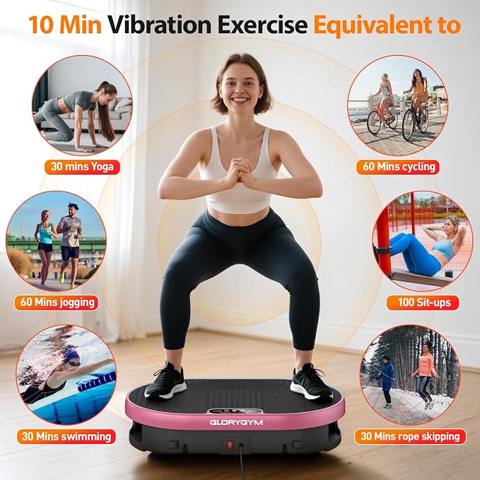 Vibration Plate Exercise Machine for Body Shaker Machine & Weight Loss, Shake Plate with Resistance Bands, 120 Speed Levels, Remote Control, Full Body Workout, Compact Home Gym Equipment