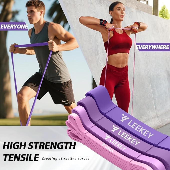 LEEKEY Pull Up Assistance Bands,Muit Levels Resistance Bands for Senior/Adults,Exercise Bands with Door Anchor, Strength Bands for Fitness Training, Physical Therapy,Home Gym Workouts