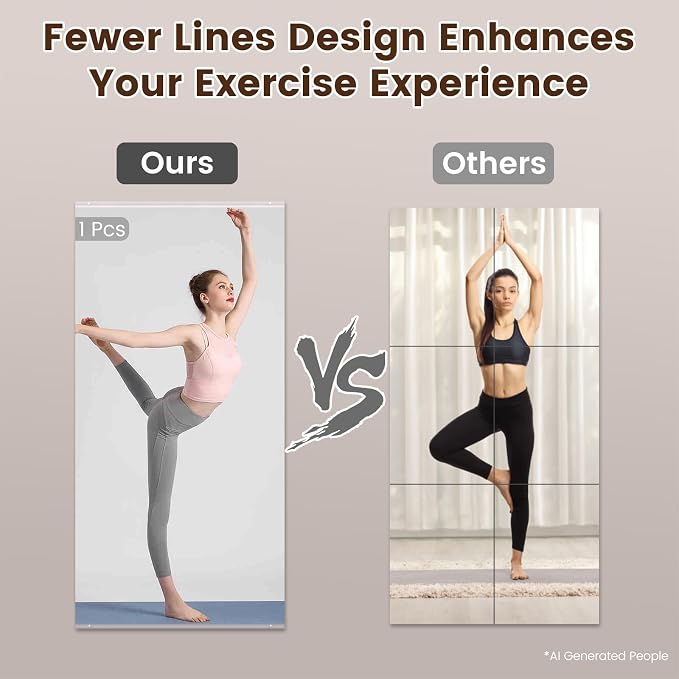 LOAAO Gym Mirror 48"x28", 3 PCS, Tempered Glass | Flexible Combination, For Home Gym, Dance Studio, Yoga Room, Garage Gym