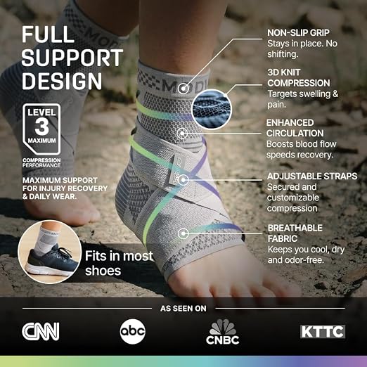 Modvel Foot & Ankle Brace Socks with Adjustable Support Strap – Compression Sleeve for Sprained Ankle, Plantar Fasciitis Relief Tendonitis & Arthritis, Stabilizing Foot & Ankle Support for Women & Men