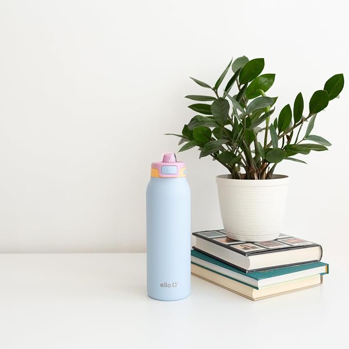 Ello Pop & Fill Insulated Stainless Steel Water Bottle with Quick Fill Lid, Leakproof Locking, Sip or Chug Spout, BPA-Free, Double Wall Vacuum Insulated for Sports, Travel & School- 22oz / 32oz / 40oz
