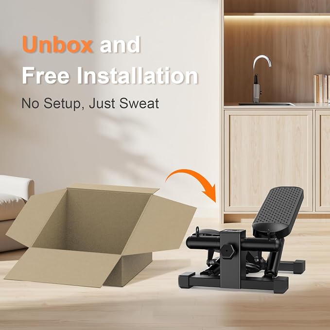 Mini Steppers for Exercise At-Home, Step Fitness Machines with Resistance Bands and LCD Monitor, Mini Stair Stepper with 220 LBS Loading Capacity for Daily Workout