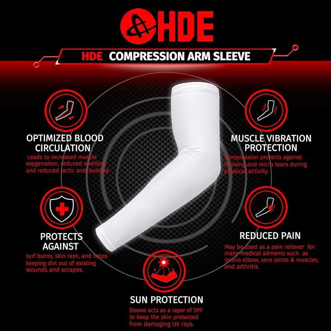 HDE Arm Compression Sleeves for Kids Basketball Shooting Sleeve Youth Sports Cooling Sun Protection Football Baseball 1 Pair